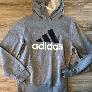 Adidas Heather Gray Hoodie with Black Logo